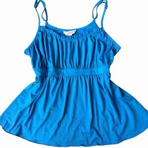 Y2K Kathryn Blue Babydoll Cami Top With Ruffles And Adjustable Straps Size M